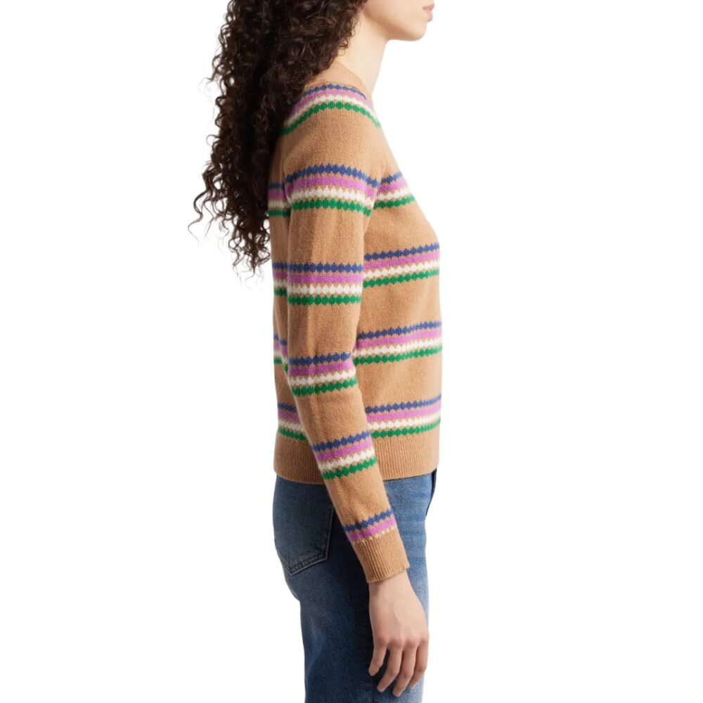 Boden Edie Fair Isle Sweater — Camel Brown Wool Crewneck Jumper XL NWT - Picture 5 of 8